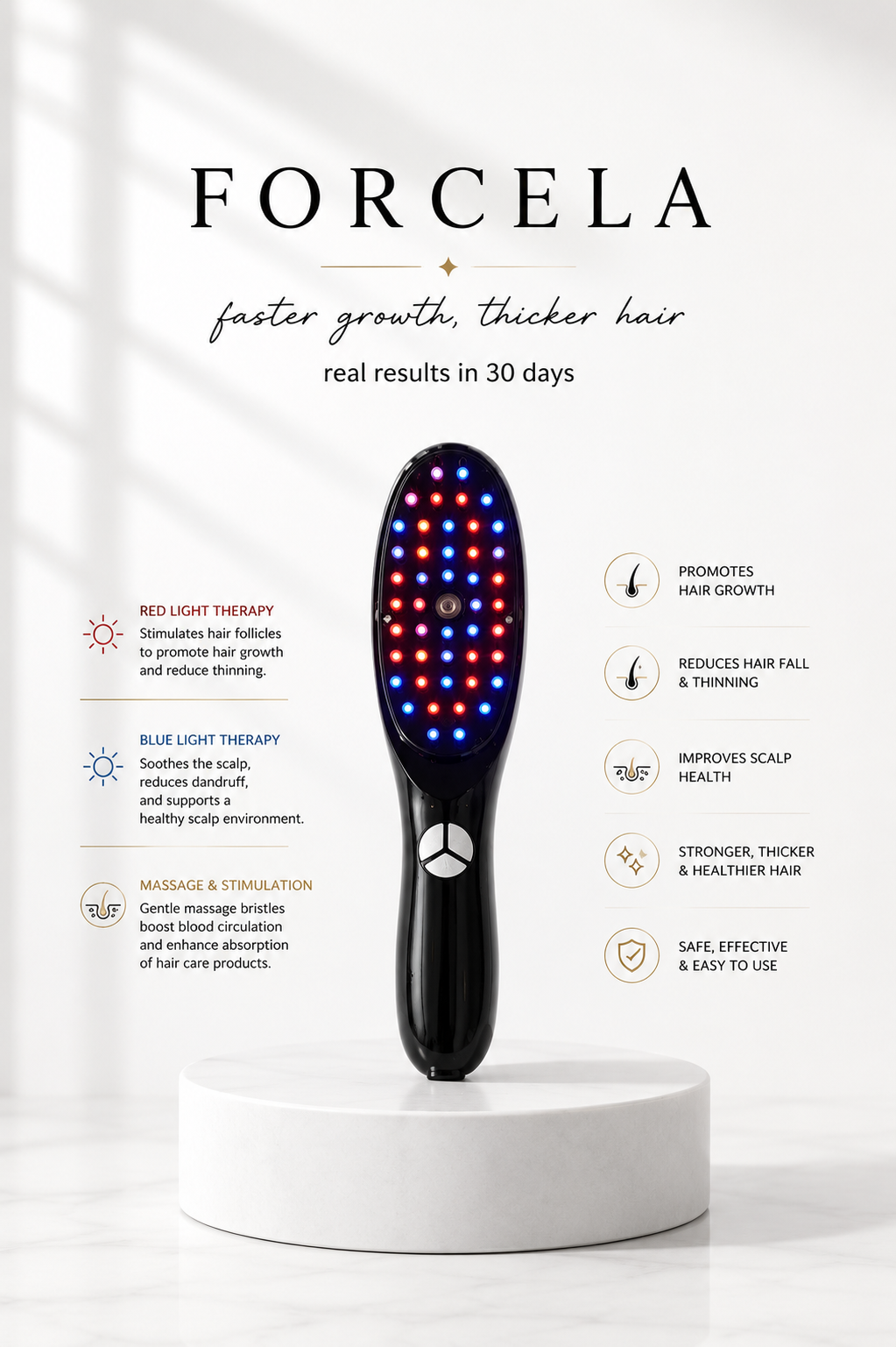 Red & Blue Light Therapy Massager Brush
